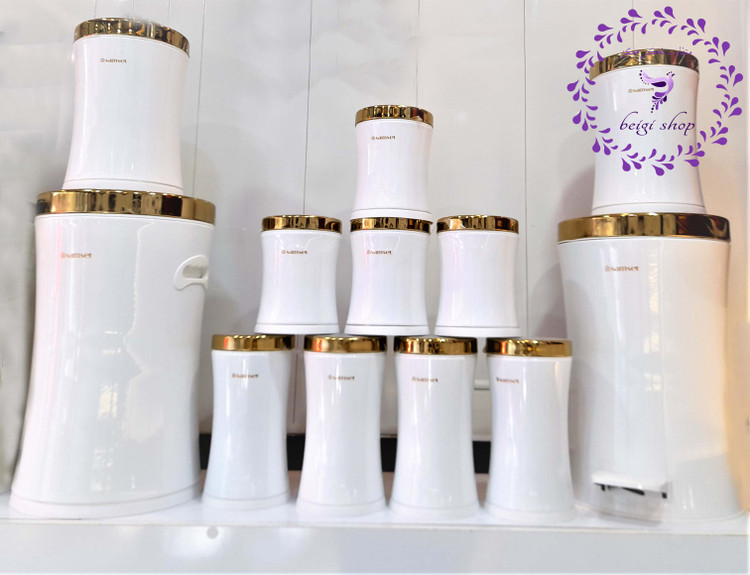 سرویس آشپزخانه 12 پارچه سفید درب طلایی سام ست مدل لیلیان